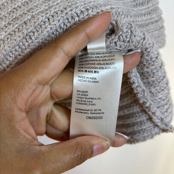 Free People Marlie Deep Ribbed Sweater Size Small Cream Collared V Neck Relaxed - Picture 11 of 13